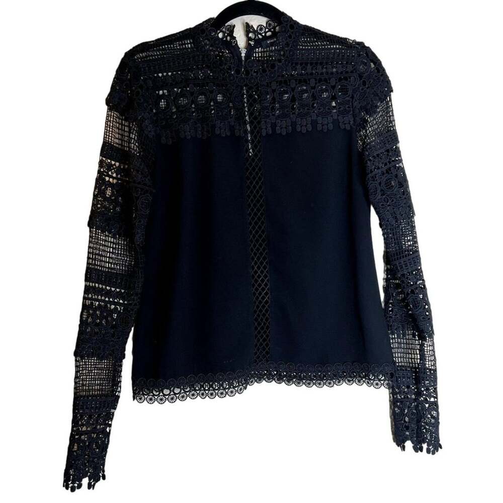 Black Crochet Lace Gothic Blouse Romeo + Juliet Couture Women's S Dark Romantic